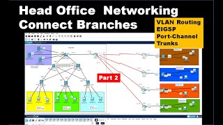 Big Office network Head Office and Branches Part 2  CCNA CCNP  Networking  Packet Tracer  GNS3 [upl. by Botsford]