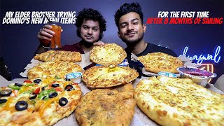 DOMINOS NEW 2022 MENU MUKBANG  DOMINOS PARATHA PIZZA 4 CHEESE PIZZA ETC  MY NEW FAVOURITE PIZZA [upl. by Nevetse]