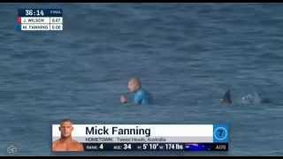 Shark attack on mick Fanning during final WSL pro Jeffrys bay [upl. by Yemarej476]