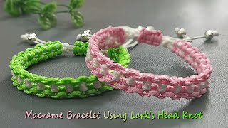 DIY Macrame Bracelet Using Larks Head Knot  Macrame Bracelet Tutorial [upl. by Raychel]