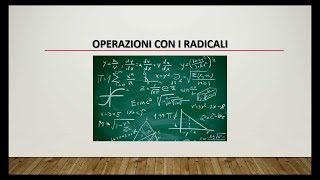 MATEMATICA OPERAZIONI CON I RADICALI [upl. by Ycam]