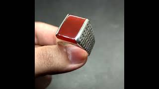 Natural Yemeni Deep Brown Khabadi Aqeeq 925 Silver Gold Handmade Ring Carnelian Mens Turkish Ring [upl. by Aidyn848]