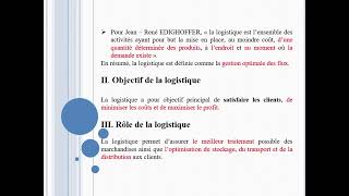 Comprendre le concept et les enjeux de la logistique en 7 POINTS CLES [upl. by Aivata94]