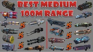 Best Medium weapon at 100m range only all weapons tested war robots [upl. by Accemahs]