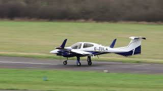 GZOLA Diamond DA42 Twinstar Take off from Elstree Aerodrome EGTR [upl. by Anuahsar]