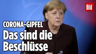 Merkel beim CoronaGipfel Das sind die Beschlüsse [upl. by Assirk648]