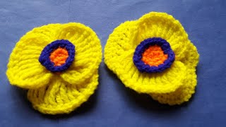 How to make crochet four petales Beautiful flower crochet handmadeknitting flower [upl. by O'Doneven18]