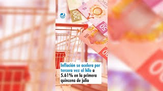 Inflación se acelera por tercera vez al hilo a 561 en la primera quincena de julio [upl. by Ahsenet821]