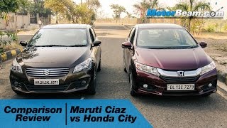 Maruti Ciaz vs Honda City  Comparison Review  MotorBeam [upl. by Ibbison]