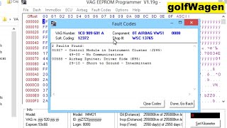 VAG Eeprom Programmer Airbag eeprom read Airbag fault delete VW Golf 4 [upl. by September302]