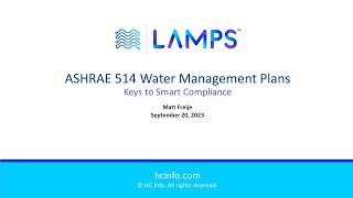 ASHRAE 514 Water Management Plans Keys to Smart Compliance [upl. by Aihsenyt]