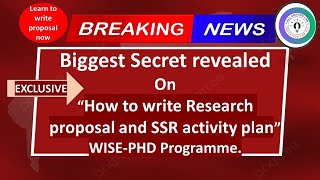 WISEPHD Fellowship 202425 II How to write Research Proposal  Full Details Tips amp Tricks phd dst [upl. by Shanon124]