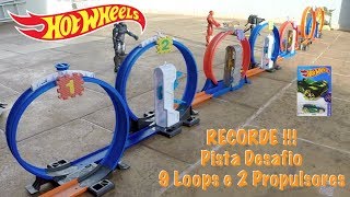 Hot Wheels Pista Desafio Recorde 9 Loops e 2 Propulsores  Carrinhos 46 [upl. by Eyllom]