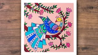 Madhubani  Madhubani painting easy  मधुबनी पेंटिंग  Step by step  Indian Art Series  Part 3 [upl. by Eli64]