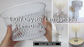 4 DIY Crystal Table Lamps using 1 Dollar Store Basket  Dollar Tree DIY [upl. by Notterb]