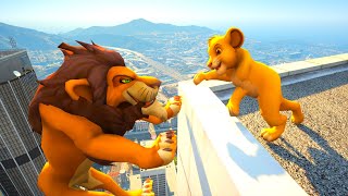 Simba vs Scar Water Ragdolls GTA 5 Lion King GTA 5 Euphoria Physics Funny Moments amp Fails 😂👑🦁 [upl. by Letsyrk]