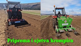 Priprema i sjetva krompira Zetor 5011 IMT 539 Bomet dvoredna sadilica i Indiska Freza Agriona 185cm [upl. by Sabrina]