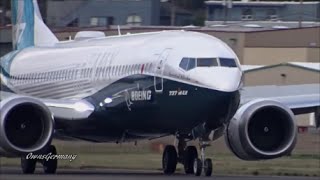 The 1st Boeing 737 Max Making A Test Flight Landing  KBFI Boeing Field [upl. by Essila382]