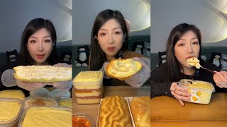 Asmr Crepe CakeRoll CakeContainer Cake Mango Cream CakeEating Mini Cream Cake🍰Mukbang [upl. by Cahan]