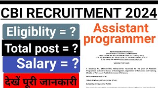 Assistant programmer in CBI भर्ती 2024  CBI RECRUITMENT 2024  Assistant programmer vacancy in CBI [upl. by Calvano992]