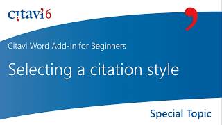 Citavi 6 Word AddIn Selecting a citation style 22 [upl. by Allez]