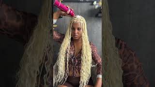 Blonde Boho Box Braid Wig wiginstall wigtutorial wiginfluencer bohoboxbraids braidedwig blonde [upl. by Christianity]