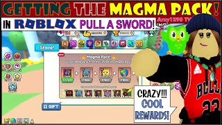 TIERS OF THE MAGMA PACK WITH OP REWARDS FULL GUIDE Pull a Sword Robux Magma Pack [upl. by Kulda9]