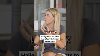 Haliey Welch reacts to Hawk Tuah Halloween costumes 🎃 [upl. by Ocnarfnaig]