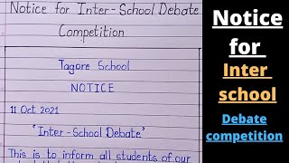 notice for interschool debate competitionnotice for debate competitionnotice writing format [upl. by Annahvas]