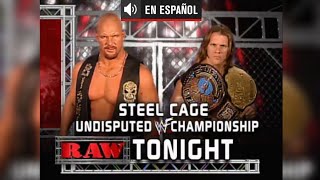 LUCHA  Stone Cold vs Chris Jericho  Steel Cage Undisputed WWF Belt Raw 101201 Español Latino [upl. by Anselmo]