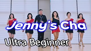 Jennys Cha Line Dance  Ultra Beginner social cha 왕초급라인댄스 차차 [upl. by Adneral]