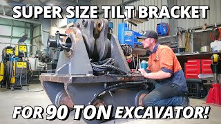 Repair SUPER SIZE Tilt Bracket for 90T Excavator  Line boring amp Machining [upl. by Adranoel]