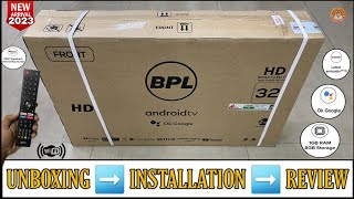 BPL 32HD4301 2023  32 Inch Full HD Android Tv Unboxing And Review  Budget Android Tv 2023 [upl. by Sitto]