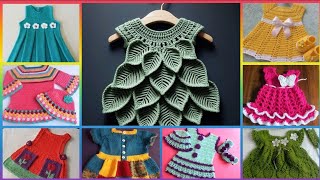 Most beautiful handmade crochet baby frocksKnitted frocks 4 girlsCrochet frock ideaswinterdresses [upl. by Gitlow]