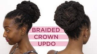 Loc Hairstyle Tutorial Braided Crown Up Do [upl. by Aicenev]