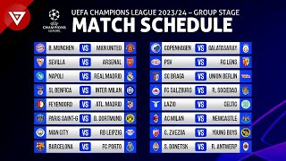 Match Schedule UEFA Champions League 202324 Group Stage [upl. by Ginder]