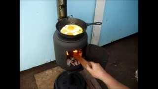 Cooking Eggs on the Little Homemade Potbelly Stove [upl. by Vandervelde]