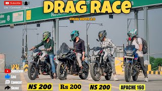 DRAG RACE 💪 NS200 Bs7 🔥VS RS 200 Bs7 🔥VS APACHE 160 RISHU RIDER 20 [upl. by Skiest]