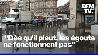 Les images de Marseille en partie inondée après de fortes pluies cette nuit [upl. by Isle]