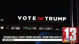 Sticker Mule Court order vacated paving way for giant Trump sign in Amsterdam [upl. by Kire35]