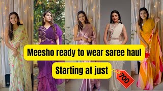 Ready to wear saree from meesho  1 min Draped saree  Tryon  honest review [upl. by Ternan]