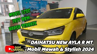 Review Daihatsu Ayla 12 R MT MC 2024 Warna Kuning Mobil LCGC MEWAH dan Stylish Irit BBM [upl. by Refennej]