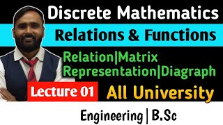 RELATION AND FUNCTIONS RelationDiagraphMatrix Representation LECTURE 01  DISCRETE MATHEMATICS [upl. by Cesya]