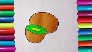 How to Draw a Kiwi Fruit  Easy Drawing Tutorial [upl. by Kus]