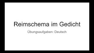 Übungen Reimschema bestimmen  Gedicht  Übungsaufgaben für die Schule Deutsch [upl. by Duggan]