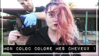 Coloration cheveux maison l Mon coloc me colore les cheveux en violet [upl. by Onfre]