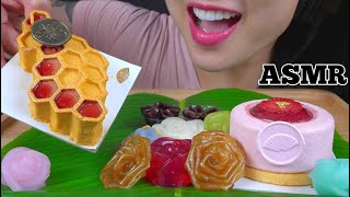 ASMR DESSERT HONEYCOMB MOUSSE CAKE  LAYER CAKE  JELLO EATING SOUNDS NO TALKING  SASASMR [upl. by Eilac884]