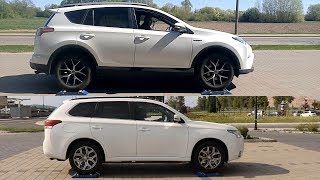 HYBRID 4x4 Toyota Rav4 vs Mitsubishi Outlander PHEV  test on rollers [upl. by Opalina]