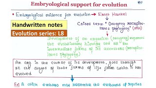 Ontogeny Recapitulates Phylogeny  Embryological support for evolution  Handwritten notes [upl. by Tsenrae925]