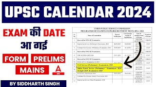 UPSC Calendar 2024 Released  UPSC 2024 Calendar And UPSC 2024 Exam Date Complete Details [upl. by Marcile]